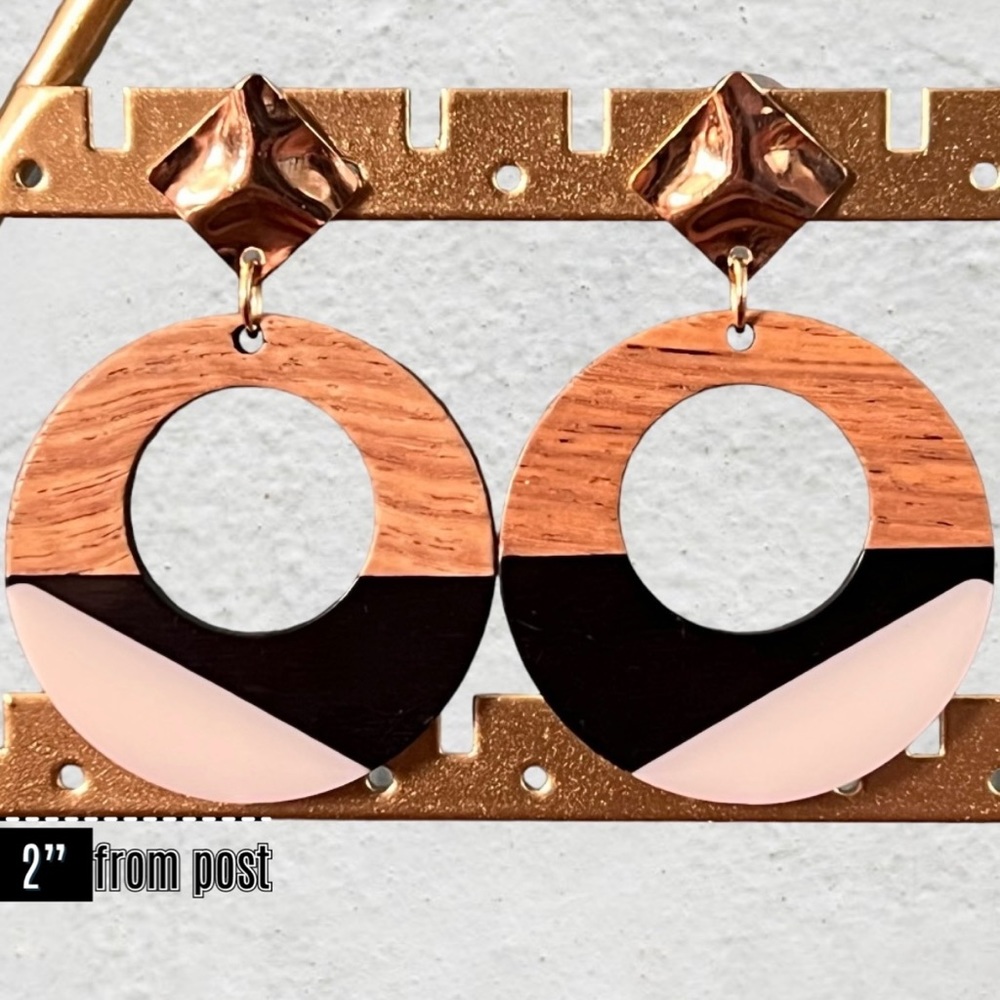 Open Round Color Block Earrings (Large)
